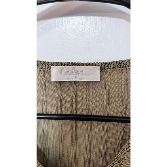 Gaby Tricot Women's Ribbed Short Sleeve V-Neck Tube Sequin Green T-Shirt Size L - Picture 5 of 10